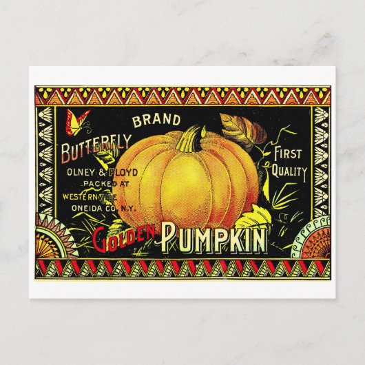 Retro  Halloween Golden Pumpkin Briefkaart (Voorkant)