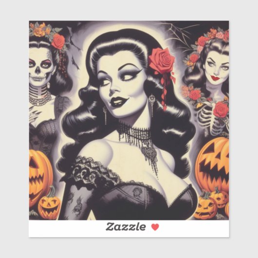 Retro Halloween Gothic Pin-up Sticker (Vel)