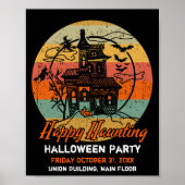 Retro Halloween Happy Haunting Haunting House Poster (Voorkant)