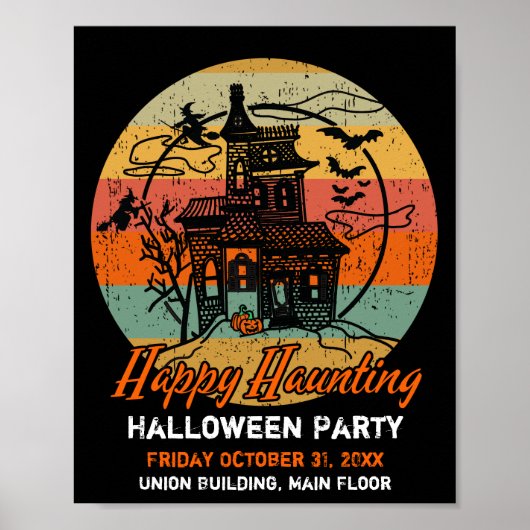 Retro Halloween Happy Haunting Haunting House Poster (Voorkant)
