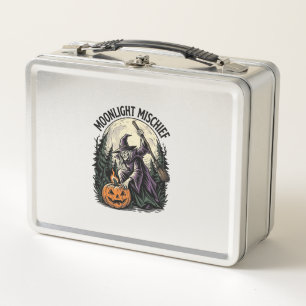 Retro Halloween Heks Maneschijn Ondeugend Grafisch