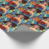Retro halloween Heks Pin-up Cadeaupapier (Hoek)