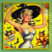 Retro Halloween Heks Pin-up Poster