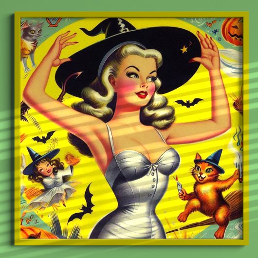Retro Halloween Heks Pin-up Poster
