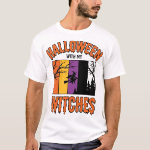Retro Halloween Heksen Heks Bezems T-Shirt Desi