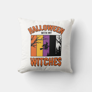 Retro Halloween Heksen Heks Bezems T-Shirt Desi Kussen