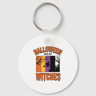 Retro Halloween Heksen Heks Bezems T-Shirt Desi Sleutelhanger