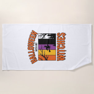 Retro Halloween Heksen Heks Bezems T-Shirt Desi Strandlaken