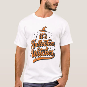 Retro Halloween Heksen Typography T-shirt Ontwerp_