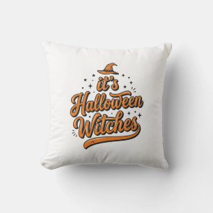 Retro Halloween Heksen Typography T-shirt Ontwerp_ Kussen