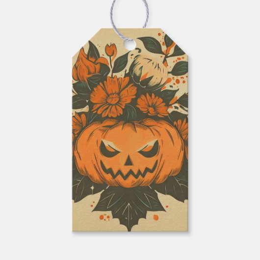 Retro/Halloween/Herfst/pompoen Cadeaulabel (Voorkant)