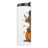 Retro Halloween Highland Koe Thermosbeker (Gedraaid links)