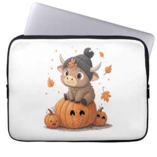 Retro Halloween Hoogland Koe 2 Laptop Sleeve