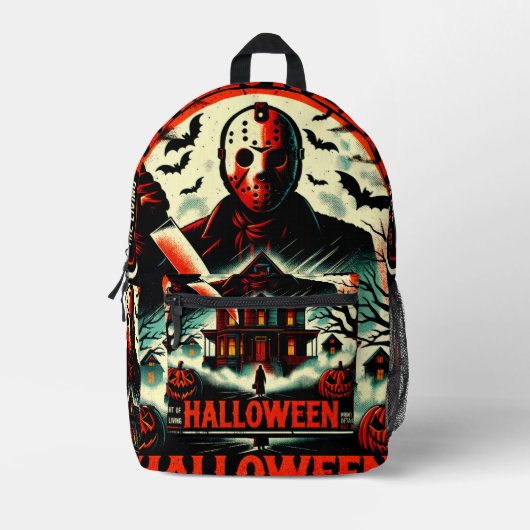 Retro Halloween Horror Night 80s Slasher Vibes Bedrukte Rugzak (Voorkant)