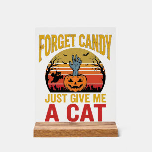 Retro Halloween Kat Liefhebber Grappige Snoep Shir Acryl Bord