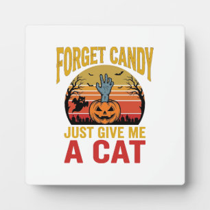 Retro Halloween Kat Liefhebber Grappige Snoep Shir Fotoplaat