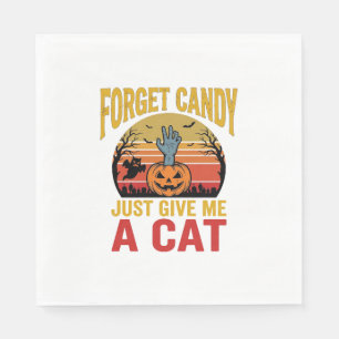 Retro Halloween Kat Liefhebber Grappige Snoep Shir Servet