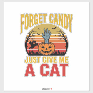 Retro Halloween Kat Liefhebber Grappige Snoep Shir Sticker