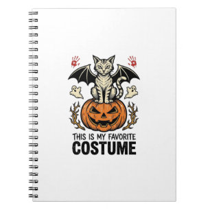 Retro Halloween Kat Pompoen Kostuum Shirt Ontwerp Notitieboek