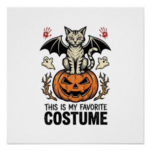 Retro Halloween Kat Pompoen Kostuum Shirt Ontwerp Perfect Poster