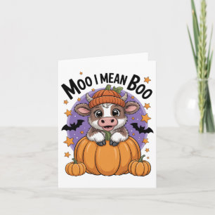 Retro Halloween Koe Moo Ik bedoel Boo Funny Herfst Kaart