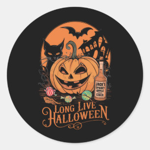 Retro Halloween Lang leve Herfst Griezelig Seizoen Ronde Sticker