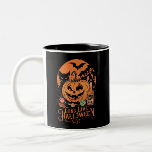 Retro Halloween Lang leve Herfst Griezelig Seizoen Tweekleurige Koffiemok