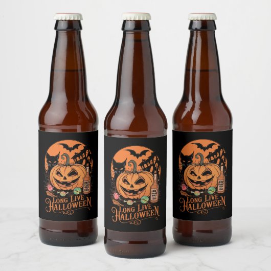 Retro Halloween Lang Leven Herfst Spooky Seizoen Bier Etiket (Flessen)