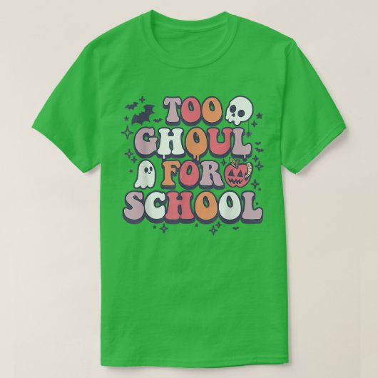 Retro Halloween leraar Ghouls Groovy School Trick T-shirt (Design voorkant)