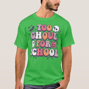 Retro Halloween leraar Ghouls Groovy School Trick T-shirt