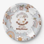Retro Halloween Little Boo Baby shower Papieren Bordje (Voorkant)