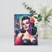 Retro Halloween Meisje Briefkaart (Staand voorkant)