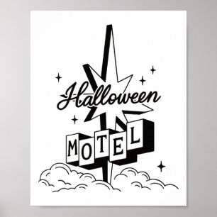 Retro Halloween Motel Shirt Creepy Haunted Poster