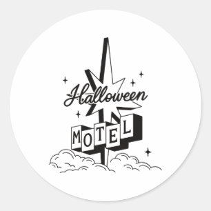 Retro Halloween Motel Shirt Creepy  Haunted Ronde Sticker