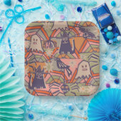 Retro Halloween Papieren Bordje (Feest)