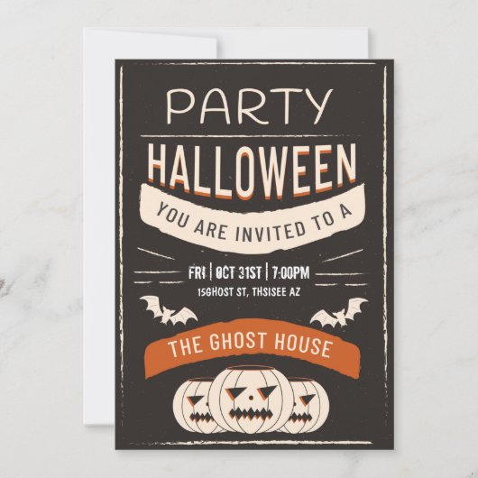 Retro Halloween Party Invitation Kaart (Voorkant)