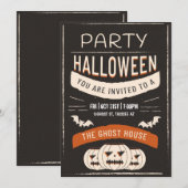 Retro Halloween Party Invitation Kaart (Voorkant / Achterkant)