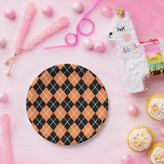 Retro Halloween Party Sinaasappel Black Paper Bord (Feest)