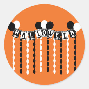 Retro Halloween Party Streamers Ronde Sticker