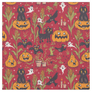 Retro Halloween pattern in vintage cartoon style. Stof