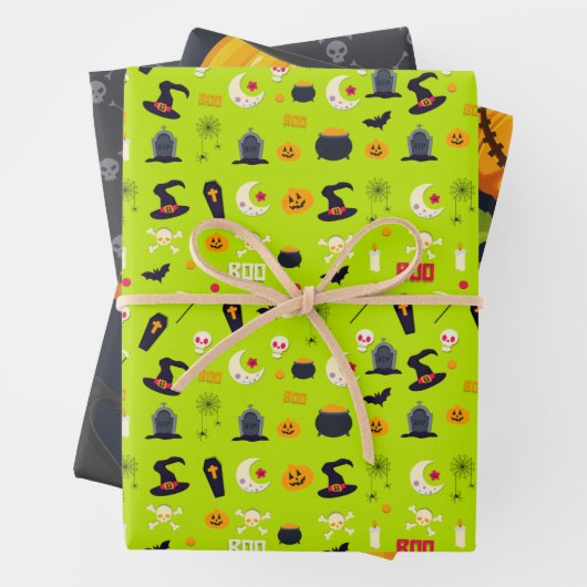 Retro  Halloween Pattern Sugar Skull Wrapp Inpakpapier Vel (In situ)