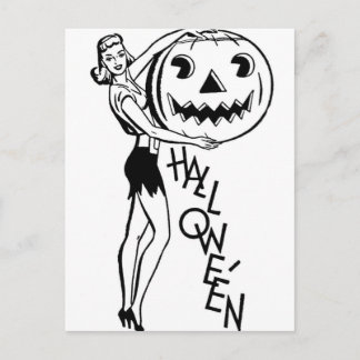 Retro Halloween Pinup Briefkaart