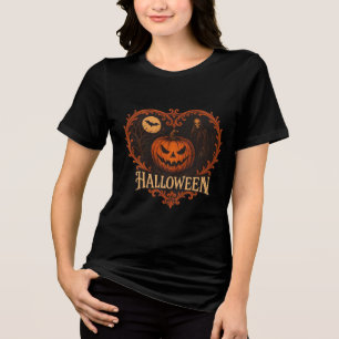 Retro Halloween Pompoen & Grim Reaper Dames T-Shir Tri-Blend Shirt