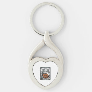 Retro Halloween Pompoen Kat Tis Het Seizoen T-shir Sleutelhanger