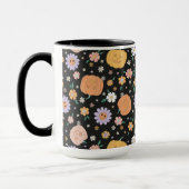 Retro Halloween pompoenen en bloemen patroon Mok (Links)