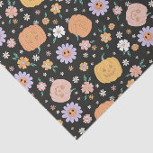 Retro Halloween pompoenen en bloemen patroon Tissuepapier (Detail)