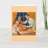 Retro Halloween pompoensnijden met papa Kaart (Voorkant)