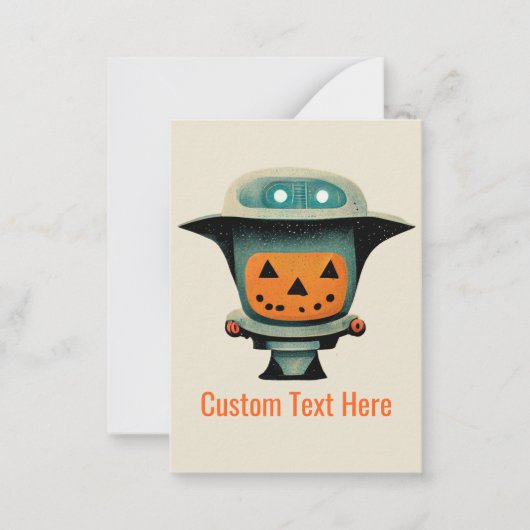 Retro Halloween Robot 001 Cute Custom Kinder Notitiekaartje (Voorkant)
