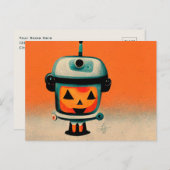 Retro Halloween Robot 002 ・ Aangepaste Kinder kuns Briefkaart (Voorkant / Achterkant)