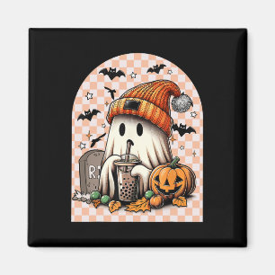 Retro Halloween Schattige Ghost Drink Koffiepompoe Magneet